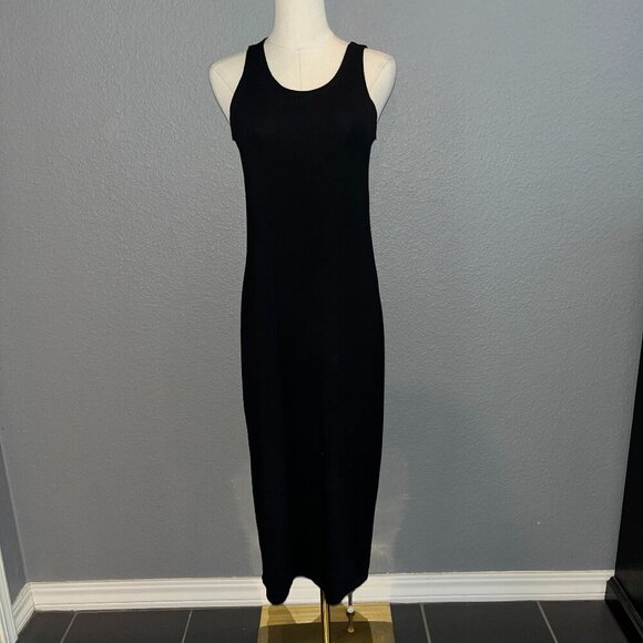 RUTI LBD LITTLE BLACK DRESS SLEEVELESS SCOOP NECK BODY CON MIDI TANK DRESS - 0 - Picture 1 of 9